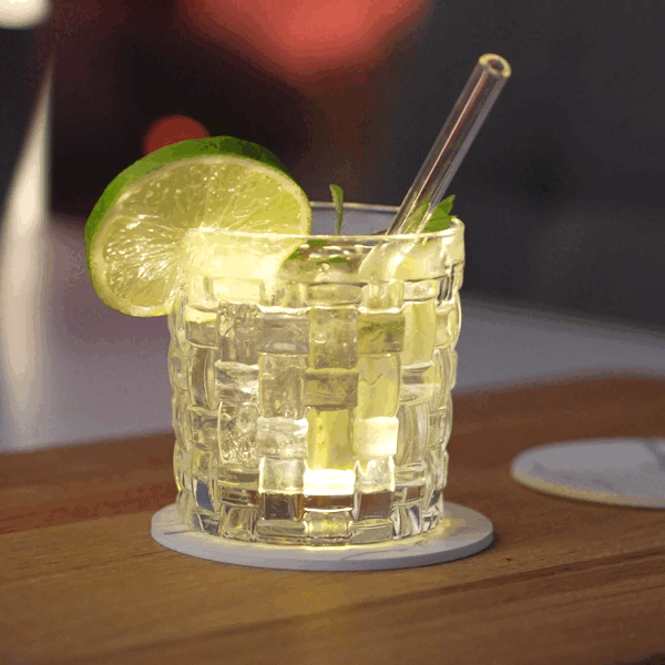 Glowing LED Coasters with Free Replacement Batteries