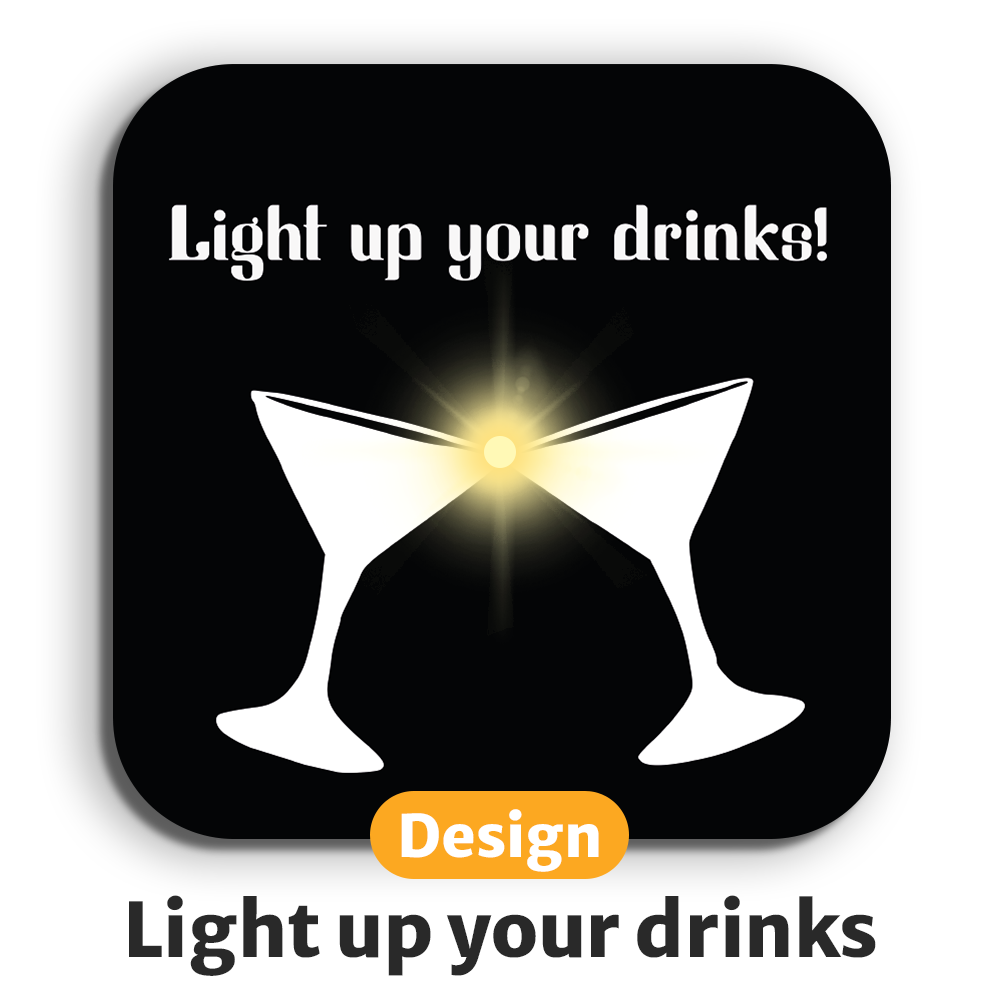 Glowing LED Coasters with Free Replacement Batteries
